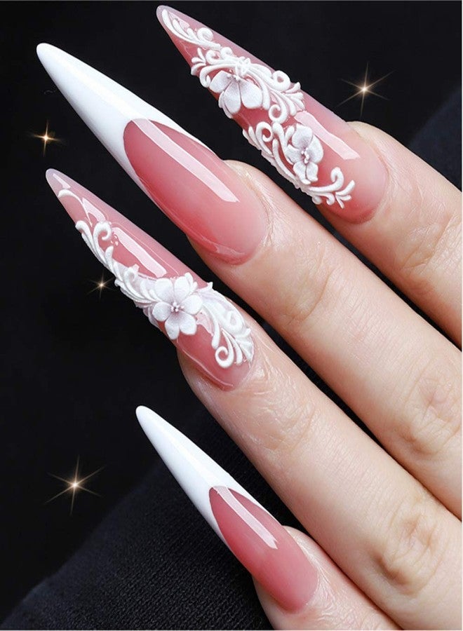 YIMART 600pcs Acrylic Medium Long Stiletto Nail Tips Easy Coffin Nails Sharp False Nail Art Tips For Nails Salon (White) - Image 4